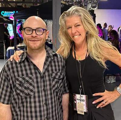 Loved meeting Adam on our panel, so glad he stopped by the Rockstar Blends booth after | Cannadelic 2024