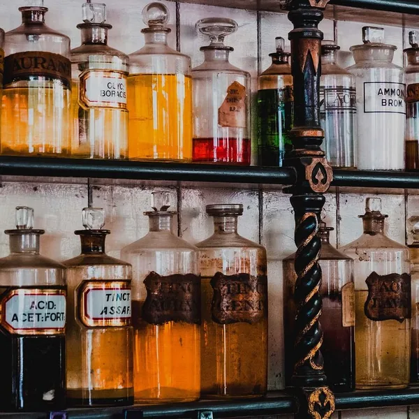 Apothecary bottles of botanical oils