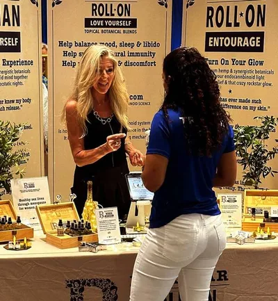 Heather Reilly Hiemstra at the Rockstar Blends booth, SRQ Women's Expo